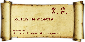 Kollin Henrietta névjegykártya